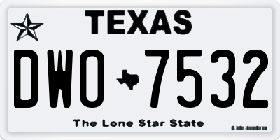 TX license plate DWO7532