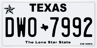 TX license plate DWO7992