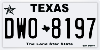 TX license plate DWO8197