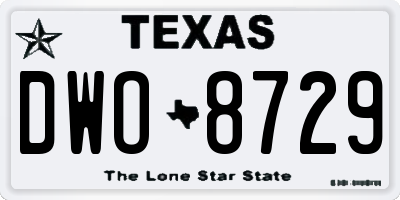 TX license plate DWO8729