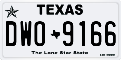 TX license plate DWO9166
