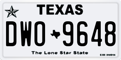 TX license plate DWO9648
