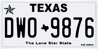 TX license plate DWO9876