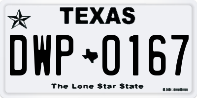 TX license plate DWP0167
