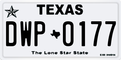 TX license plate DWP0177