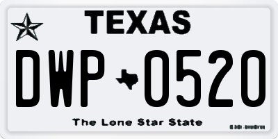 TX license plate DWP0520