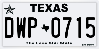 TX license plate DWP0715