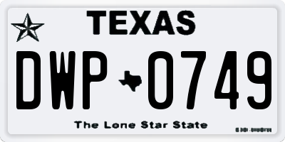 TX license plate DWP0749