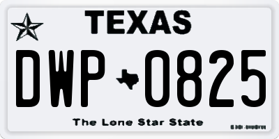 TX license plate DWP0825