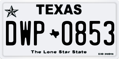 TX license plate DWP0853
