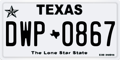 TX license plate DWP0867