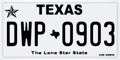 TX license plate DWP0903