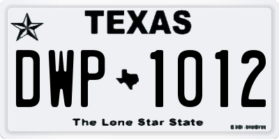 TX license plate DWP1012