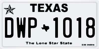 TX license plate DWP1018