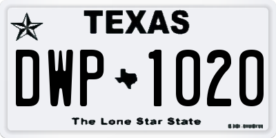 TX license plate DWP1020