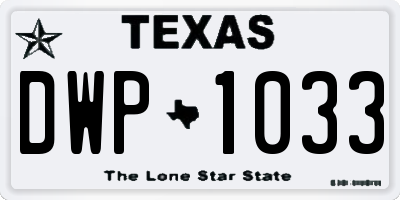 TX license plate DWP1033