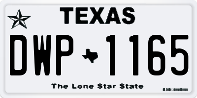 TX license plate DWP1165