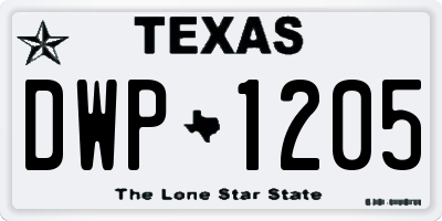 TX license plate DWP1205