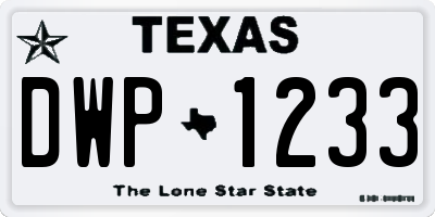 TX license plate DWP1233