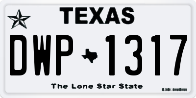 TX license plate DWP1317