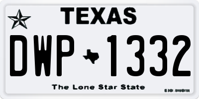 TX license plate DWP1332