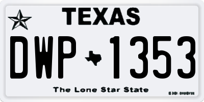 TX license plate DWP1353