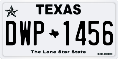 TX license plate DWP1456