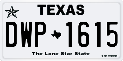 TX license plate DWP1615