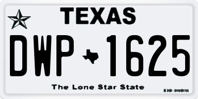 TX license plate DWP1625