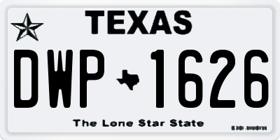 TX license plate DWP1626