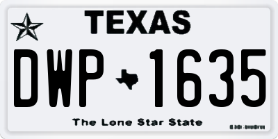 TX license plate DWP1635