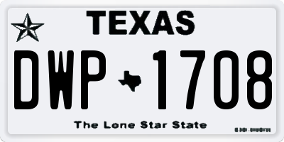 TX license plate DWP1708