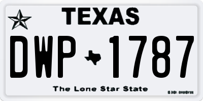 TX license plate DWP1787