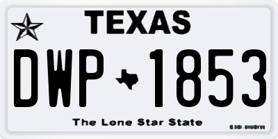 TX license plate DWP1853