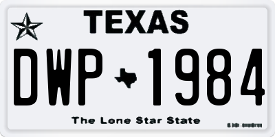 TX license plate DWP1984