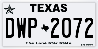 TX license plate DWP2072