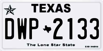 TX license plate DWP2133