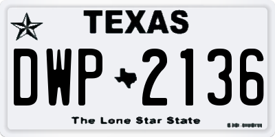 TX license plate DWP2136
