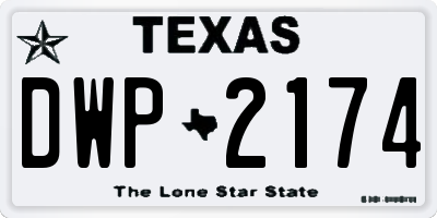 TX license plate DWP2174