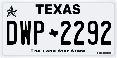TX license plate DWP2292