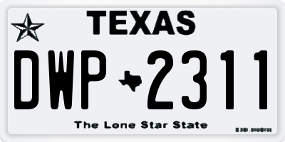 TX license plate DWP2311