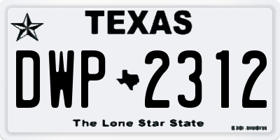 TX license plate DWP2312