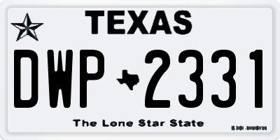 TX license plate DWP2331