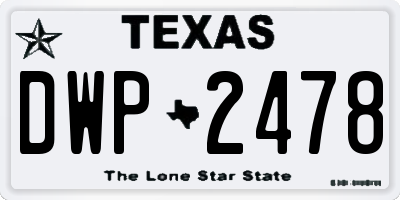 TX license plate DWP2478