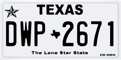 TX license plate DWP2671