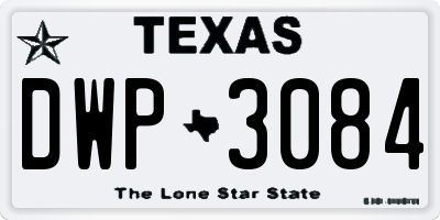 TX license plate DWP3084