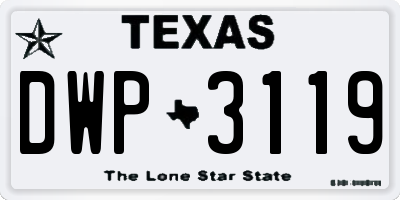 TX license plate DWP3119