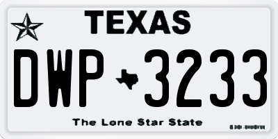 TX license plate DWP3233
