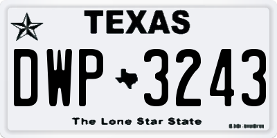 TX license plate DWP3243