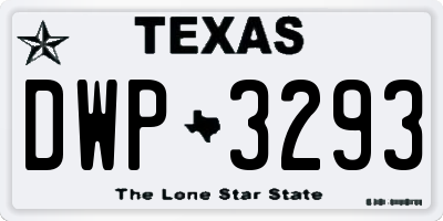 TX license plate DWP3293
